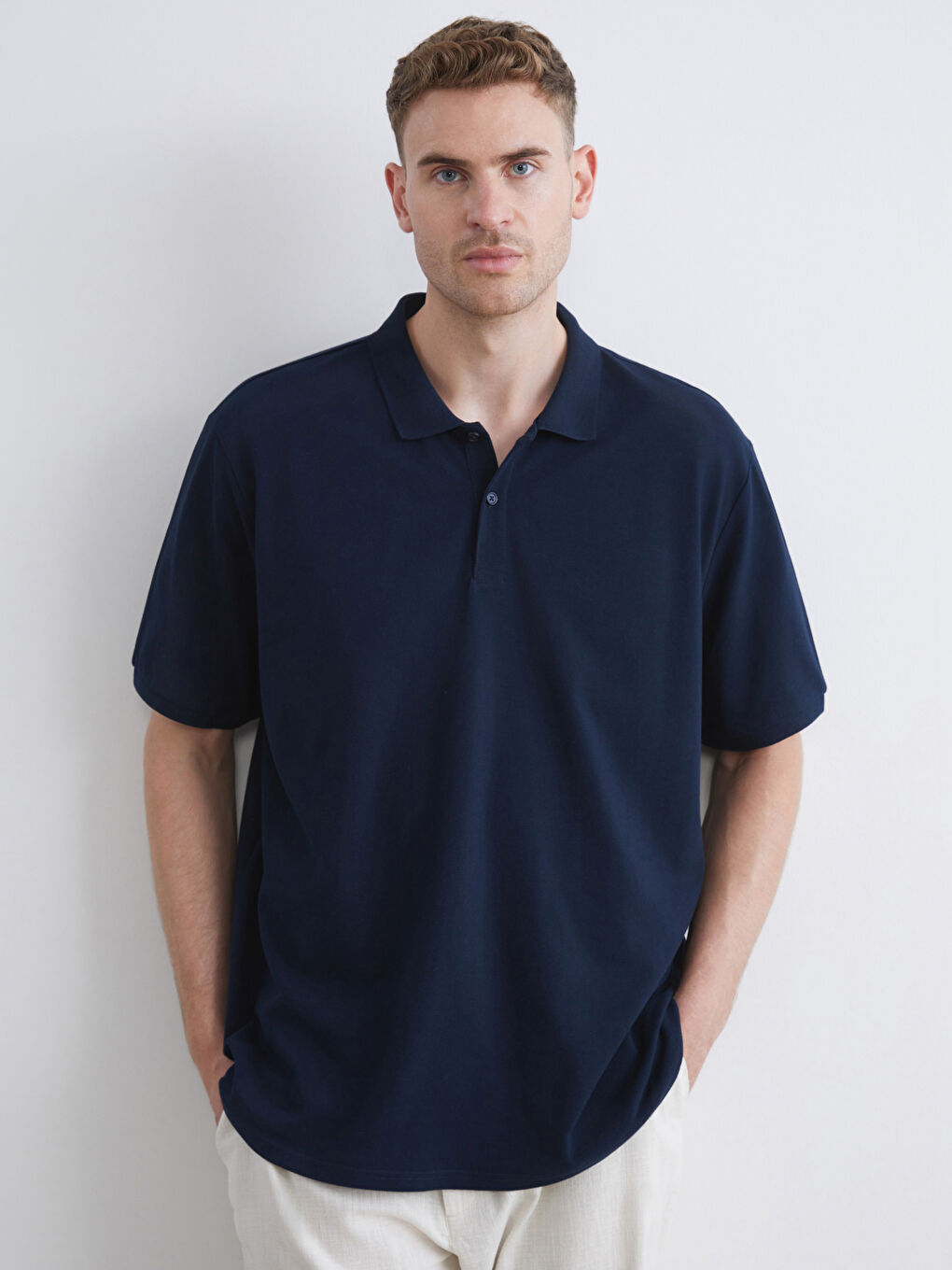 Plus Size Polo Neck 100% Cotton Men's T-Shirt-1