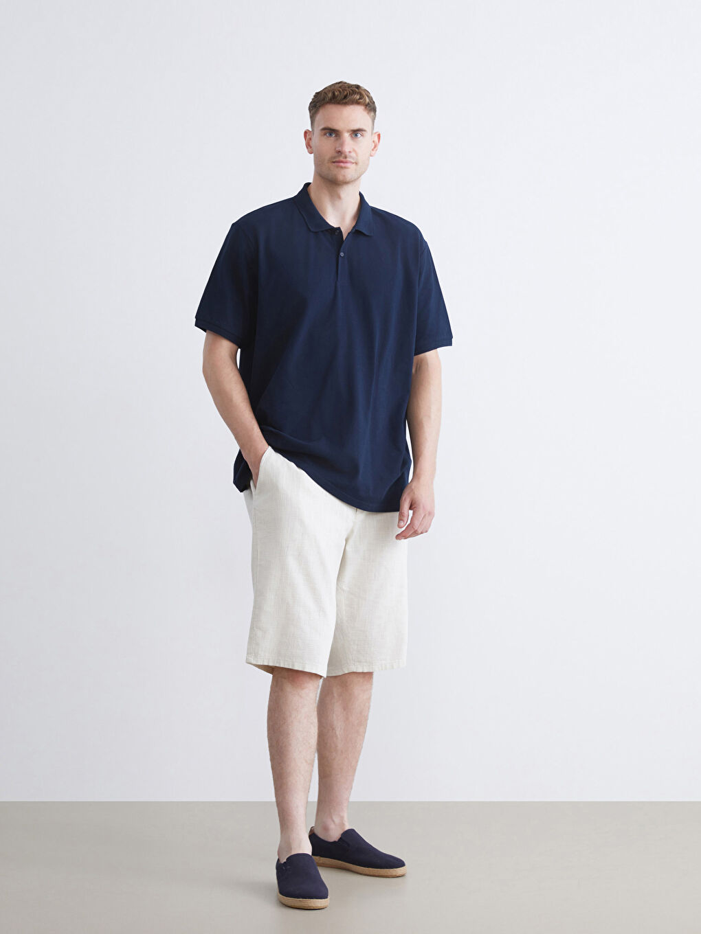 Plus Size Polo Neck 100% Cotton Men's T-Shirt-2