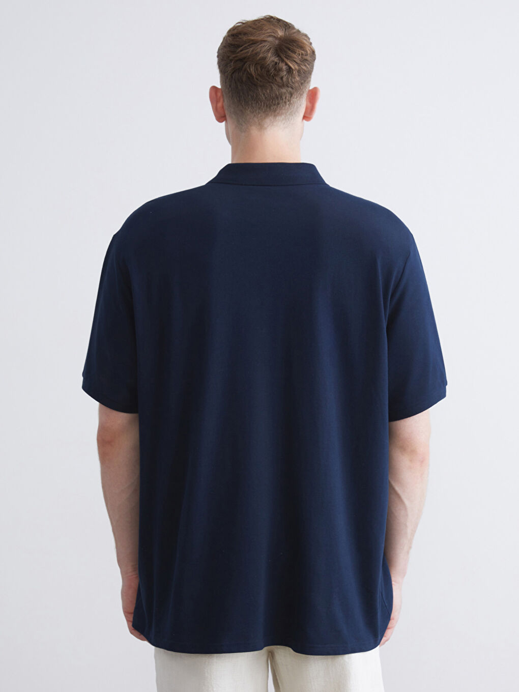 Plus Size Polo Neck 100% Cotton Men's T-Shirt-6