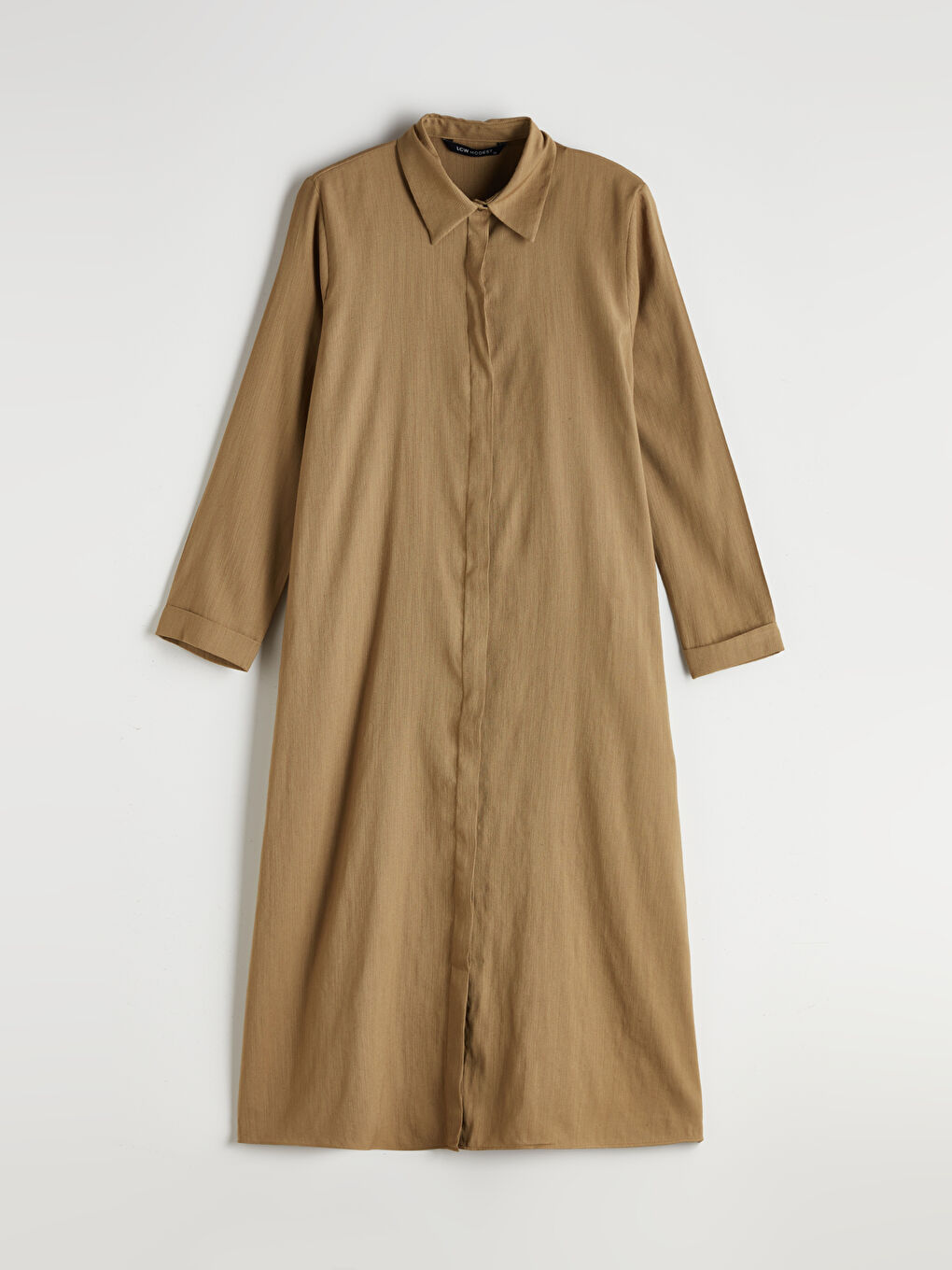 Haki Keten Karışımlı Kadın Gömlek Tunik-4