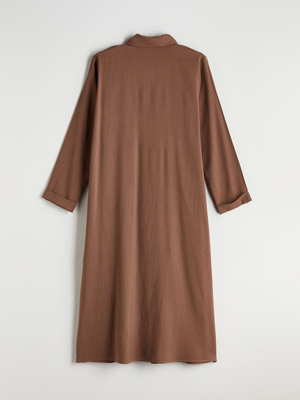 Kahverengi Keten Karışımlı Kadın Gömlek Tunik-5