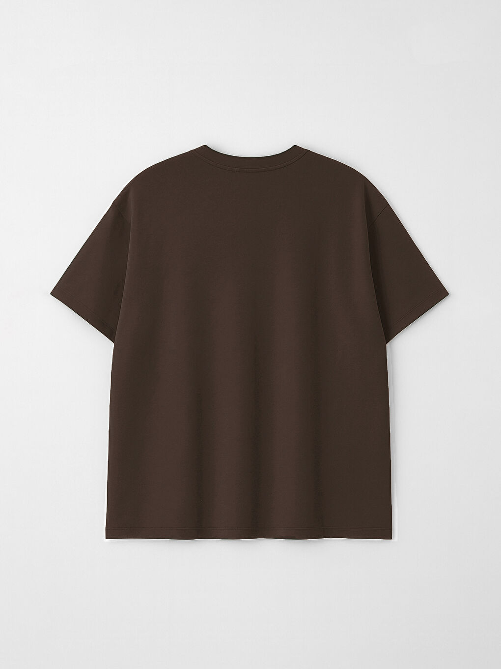 Kahverengi Büyük Beden Bisiklet Yaka %100 Pamuk Erkek Tişört-2