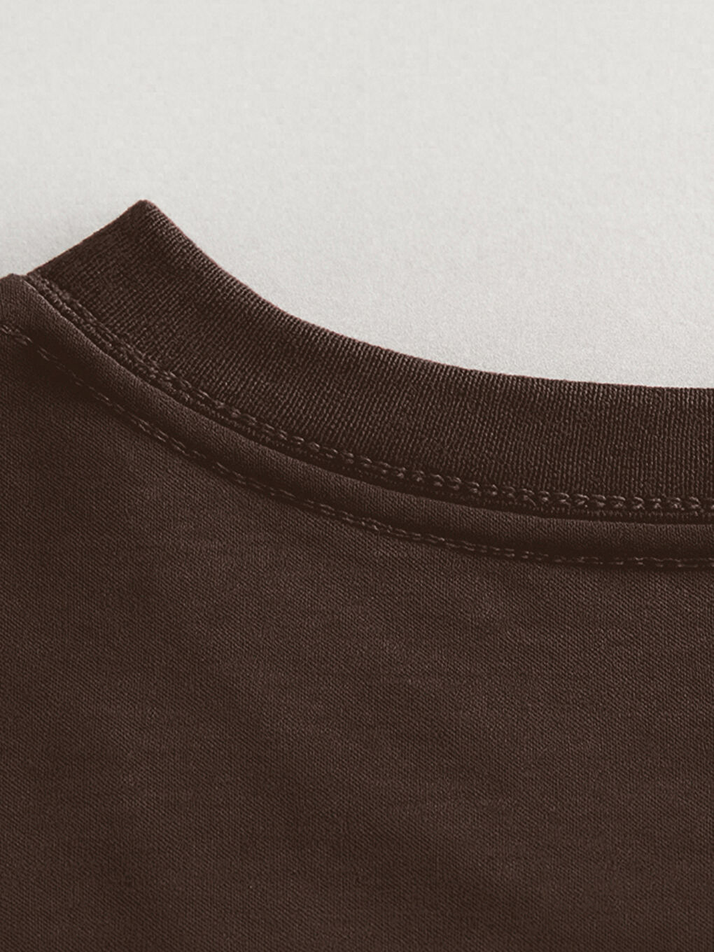 Kahverengi Büyük Beden Bisiklet Yaka %100 Pamuk Erkek Tişört-3