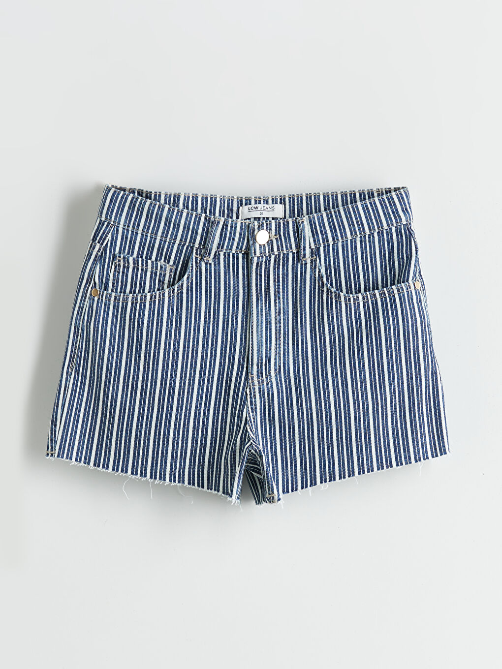 Regular Fit Striped Women's Denim Shorts -S5RE06Z8-844