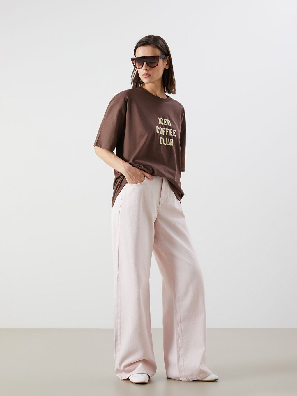 Pembe Baggy Fit Kadın Jean Pantolon