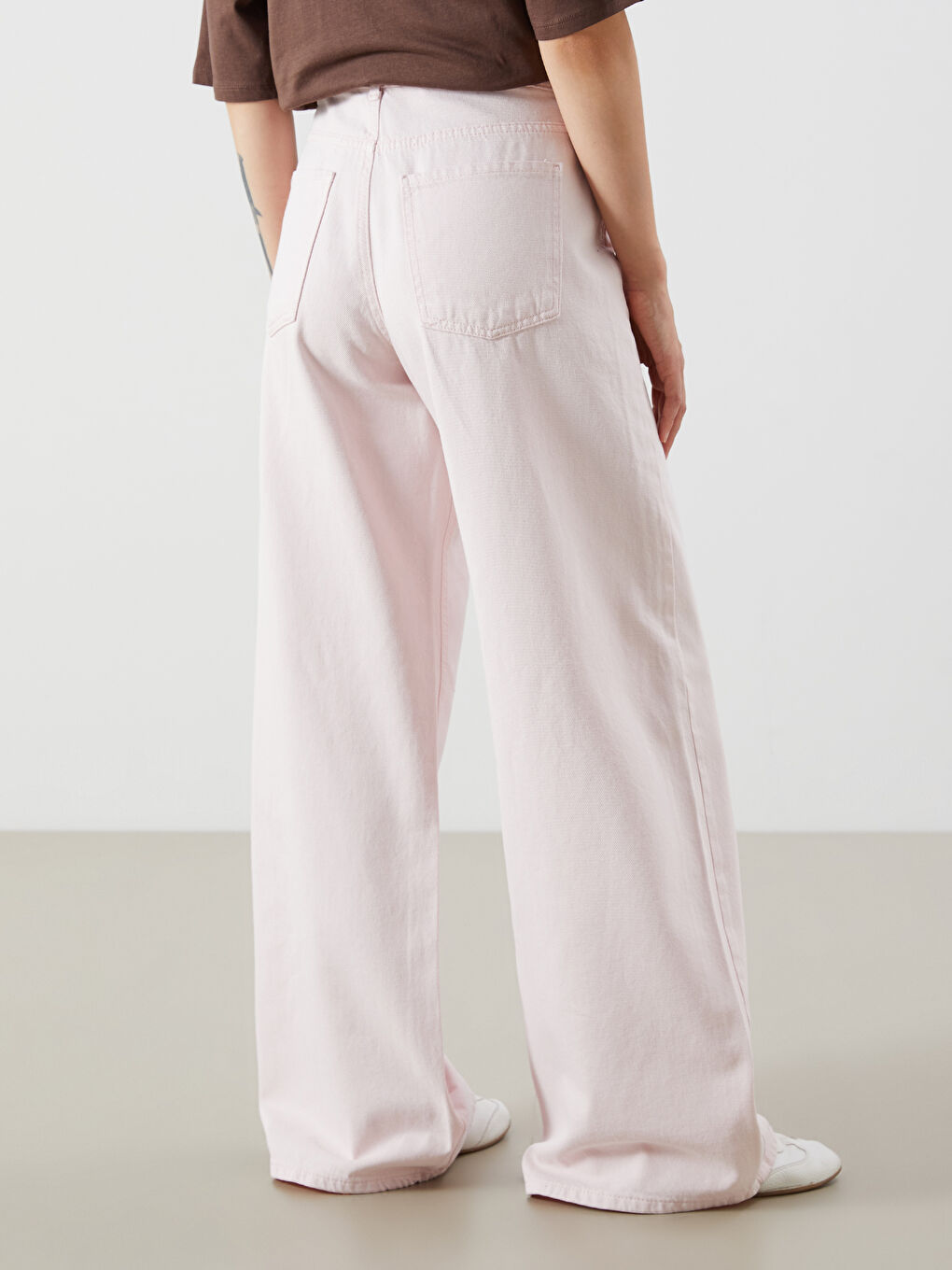 Pembe Baggy Fit Kadın Jean Pantolon-3