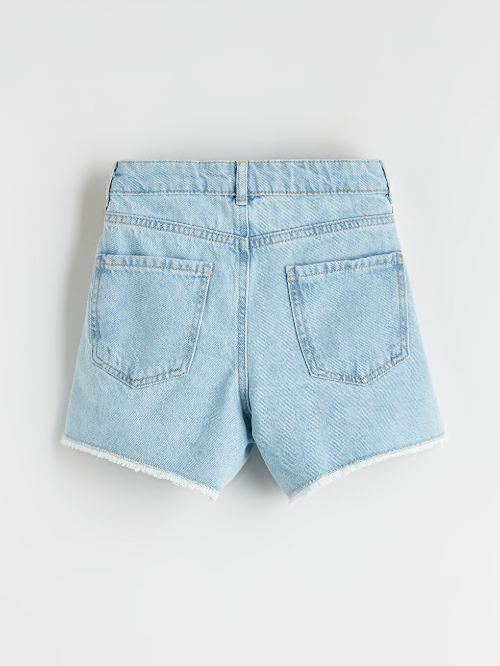 İndigo Çiçekli Kız Çocuk Jean Şort-4