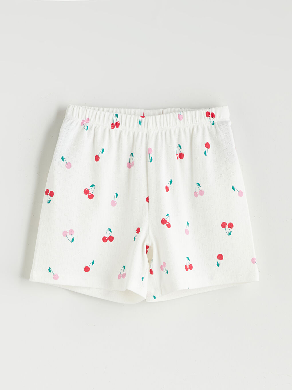 Ekru Bisiklet Yaka Kız Çocuk Şortlu Pijama Takımı-3