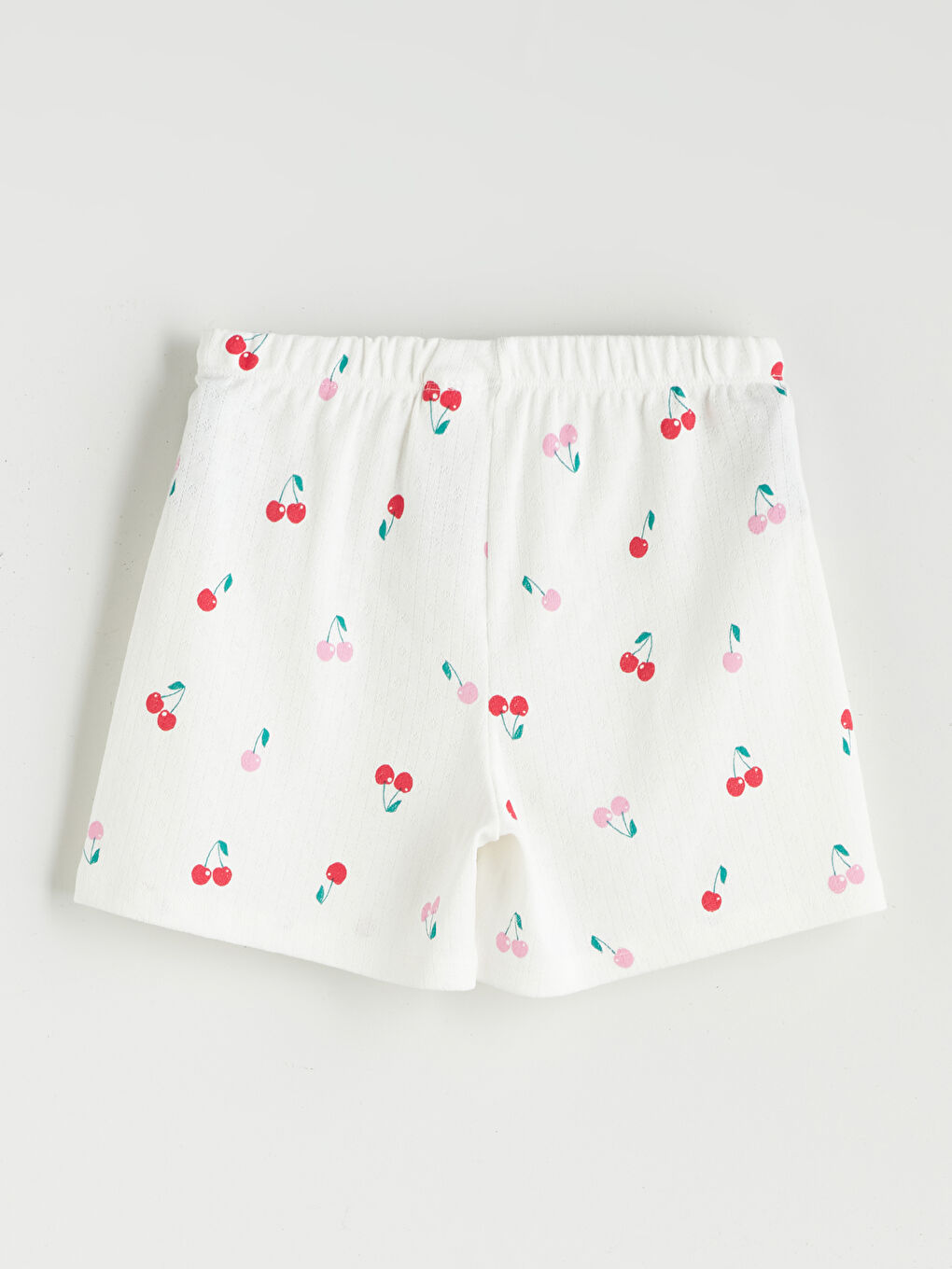 Ekru Bisiklet Yaka Kız Çocuk Şortlu Pijama Takımı-4