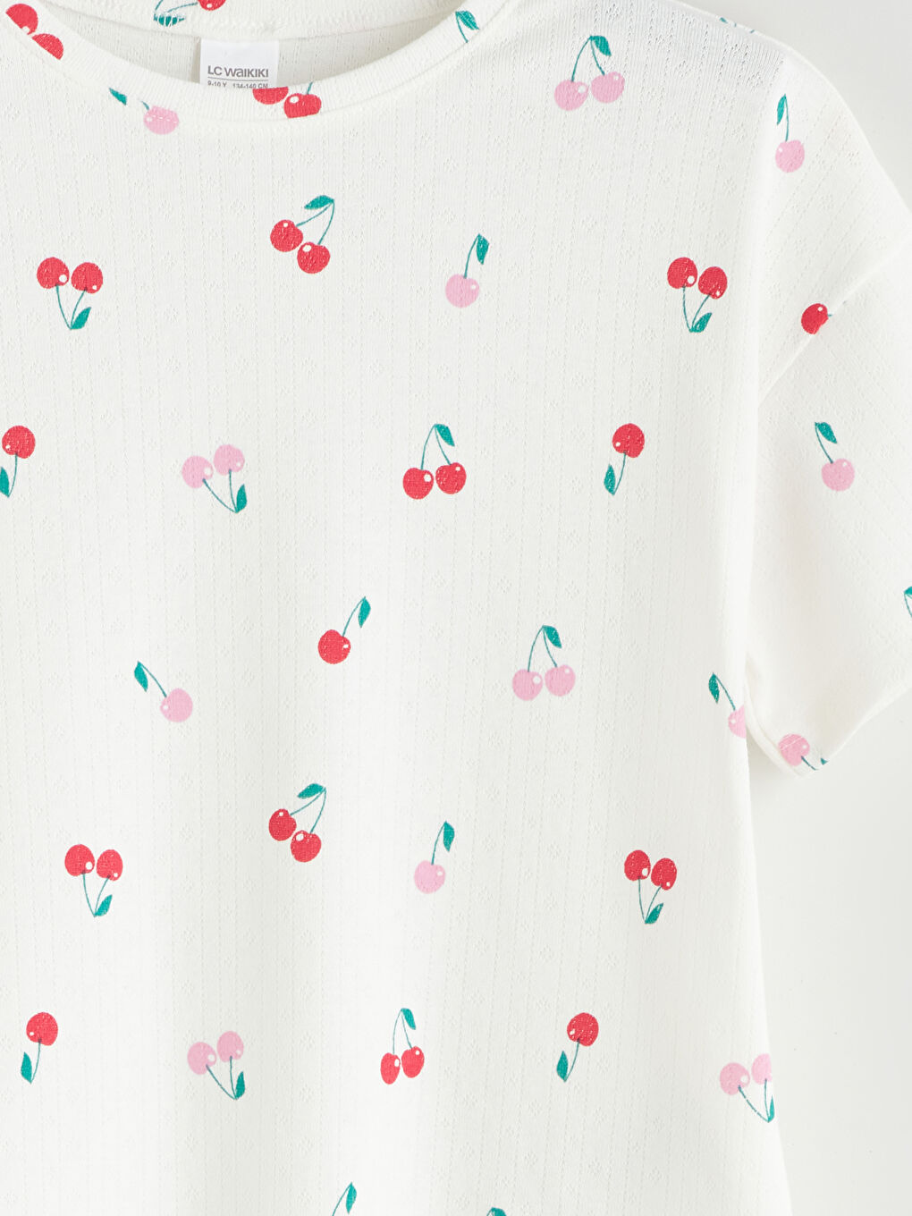 Ekru Bisiklet Yaka Kız Çocuk Şortlu Pijama Takımı-5