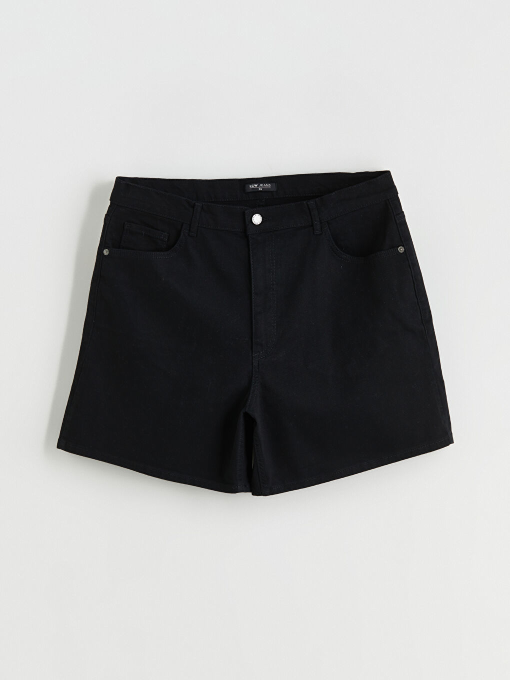 Siyah Standart Fit Kadın Jean Şort-1