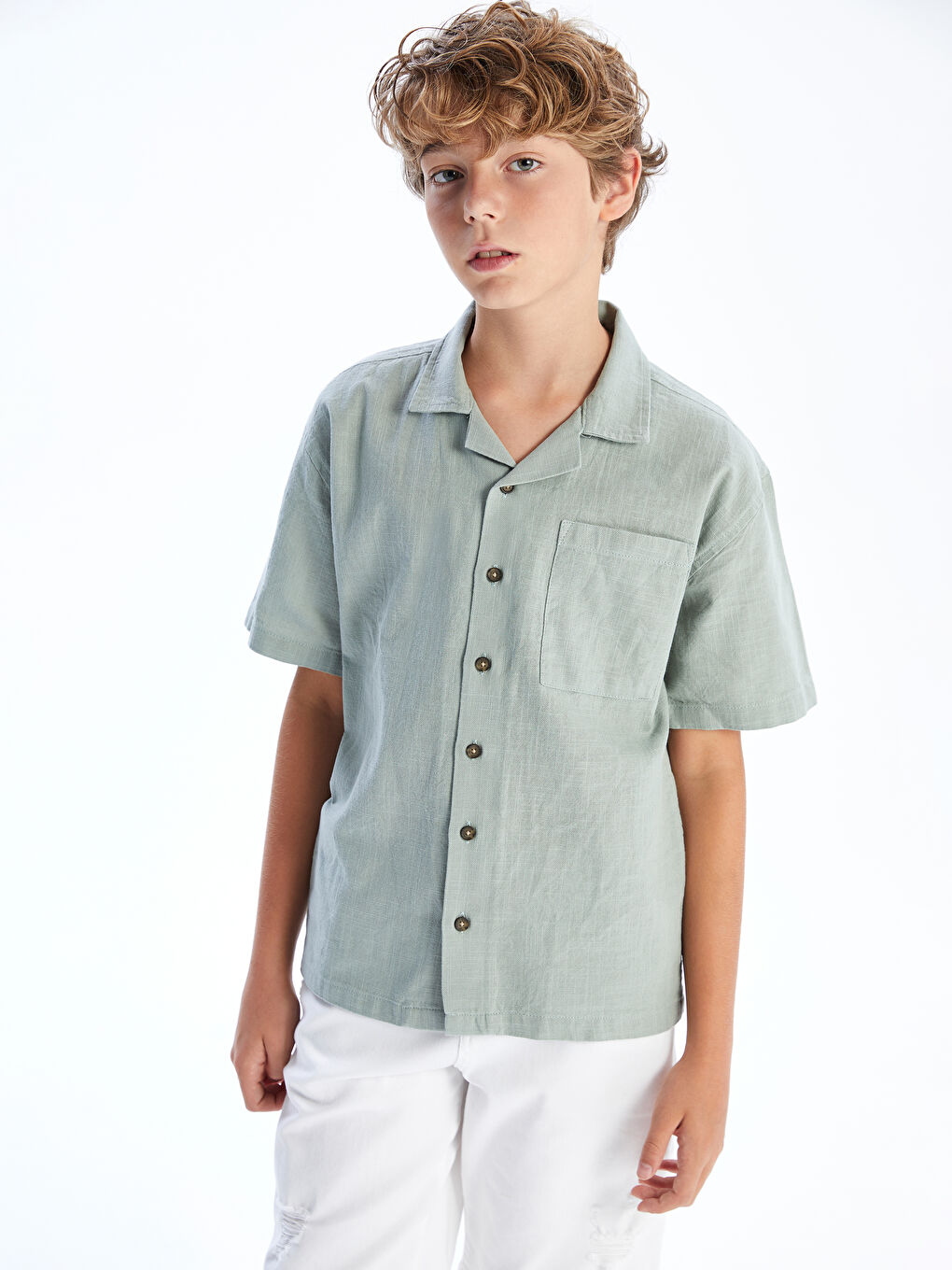 LCW Kids Basic Short Sleeve Boys' Shirt -S5RE34Z4-GDA