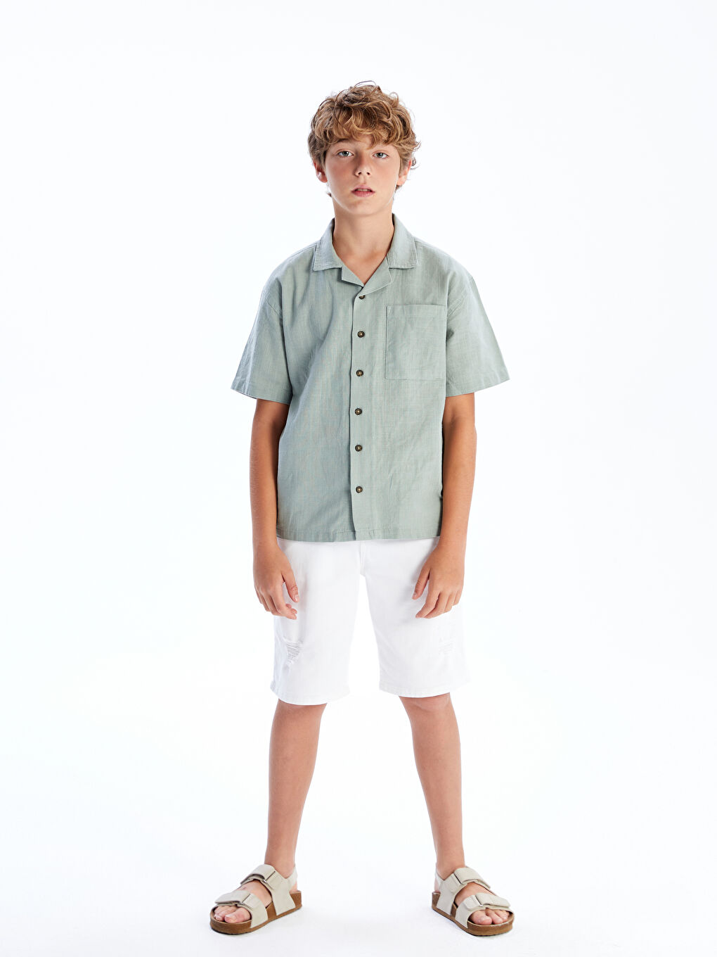 LCW Kids Basic Short Sleeve Boys' Shirt -S5RE34Z4-GDA