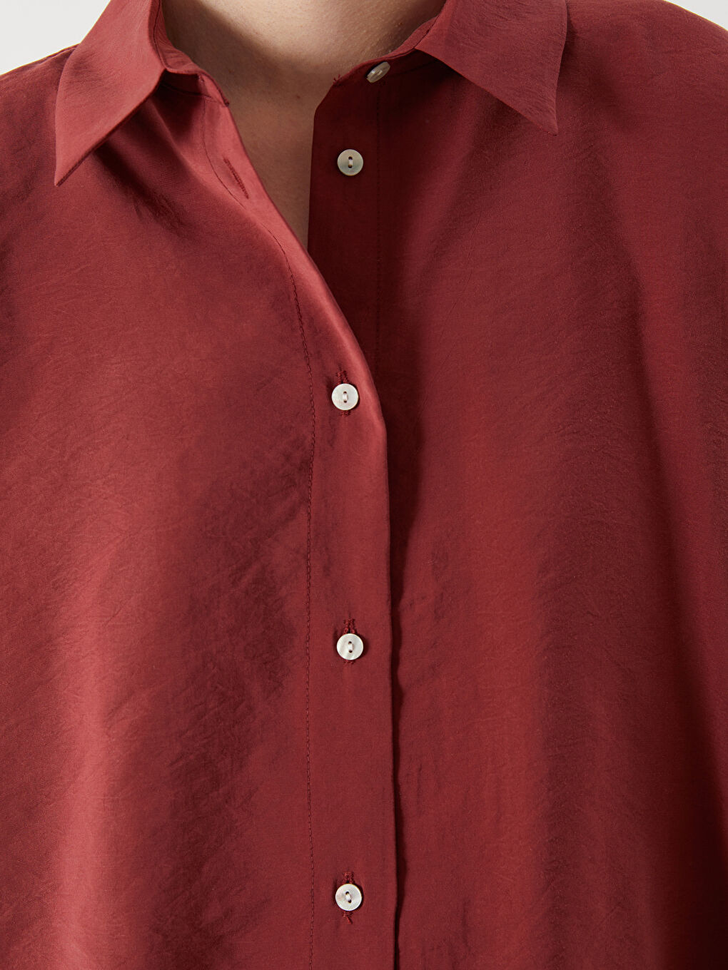 Mürdüm Oversize Modal Karışımlı Kadın Gömlek-2