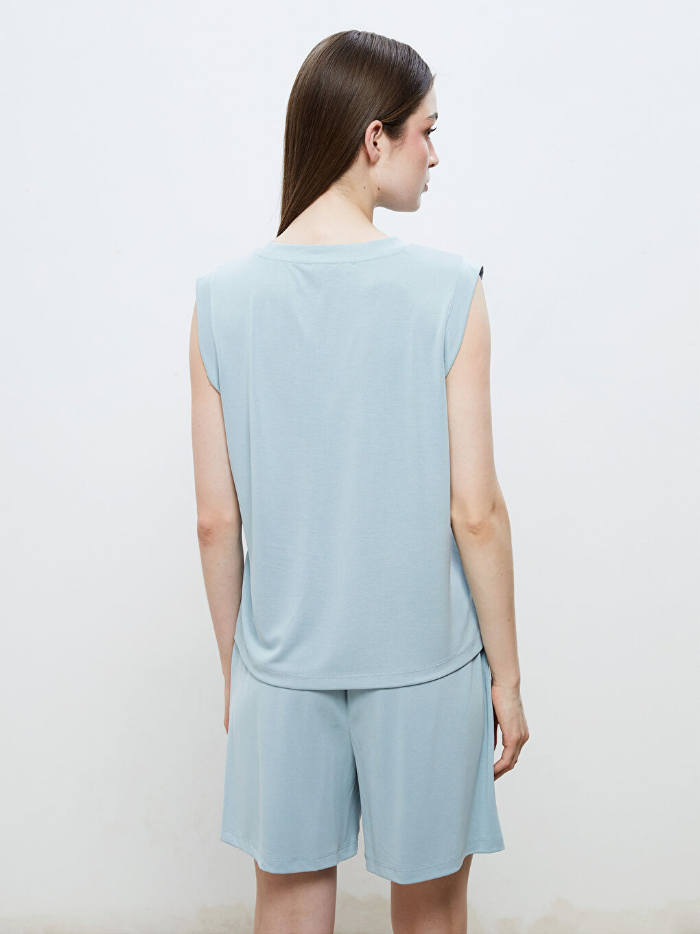 Mavi Bisiklet Yaka Modal Karışımlı Kadın Atlet-3