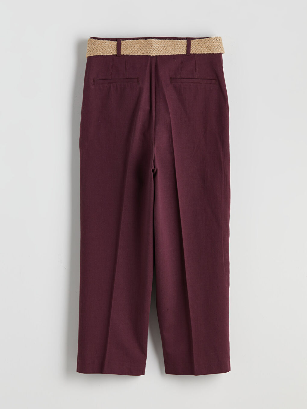 Mürdüm Beli Kemerli Havuç Kesim Kadın Pileli Pantolon-4