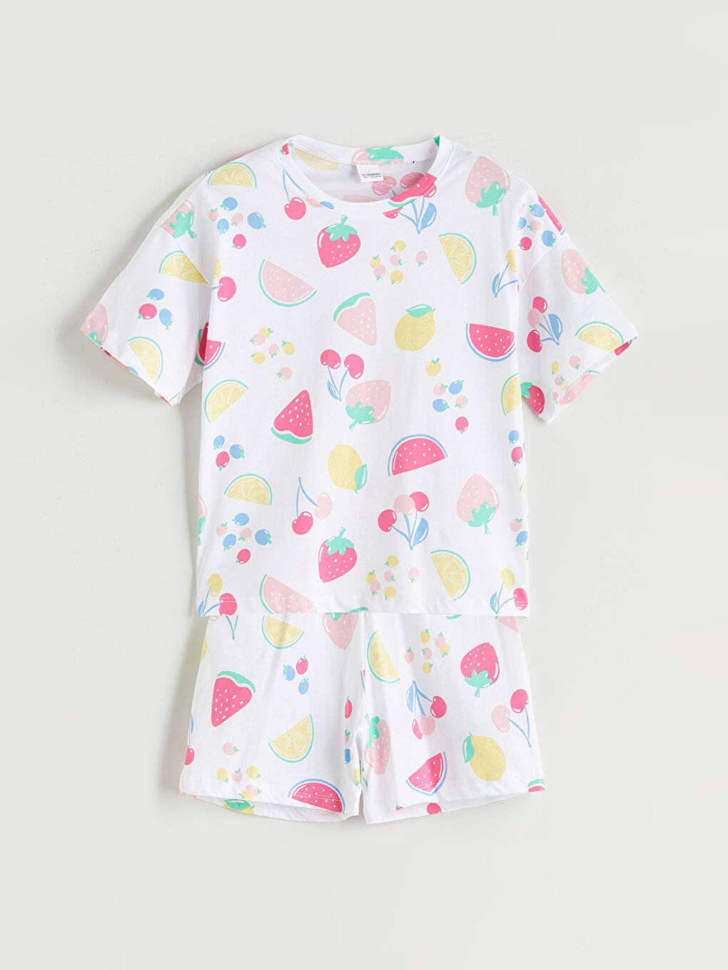 Crew Neck Girls' Shortie Pyjama Set -S5RE57Z4-LRA