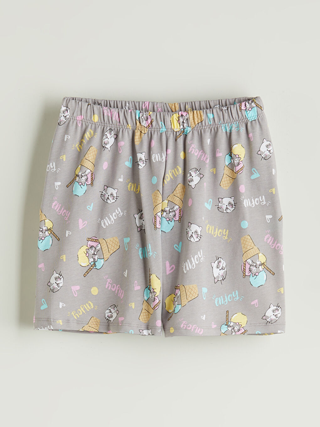 Crew Neck Girls' Shortie Pyjama Set -S5RE59Z4-FDU
