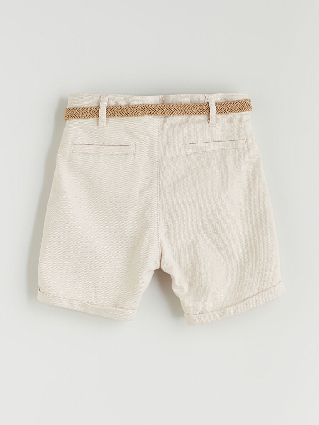 Bej Cepli Erkek Çocuk Kemerli Şort-2