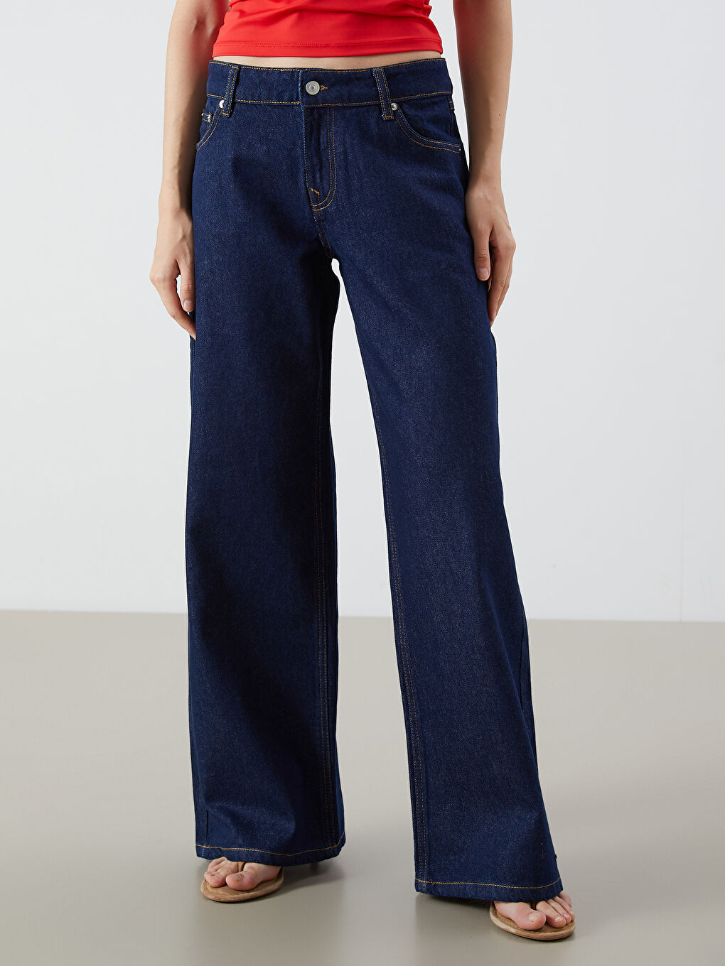 Jean Jambe Large pour Femmes-1