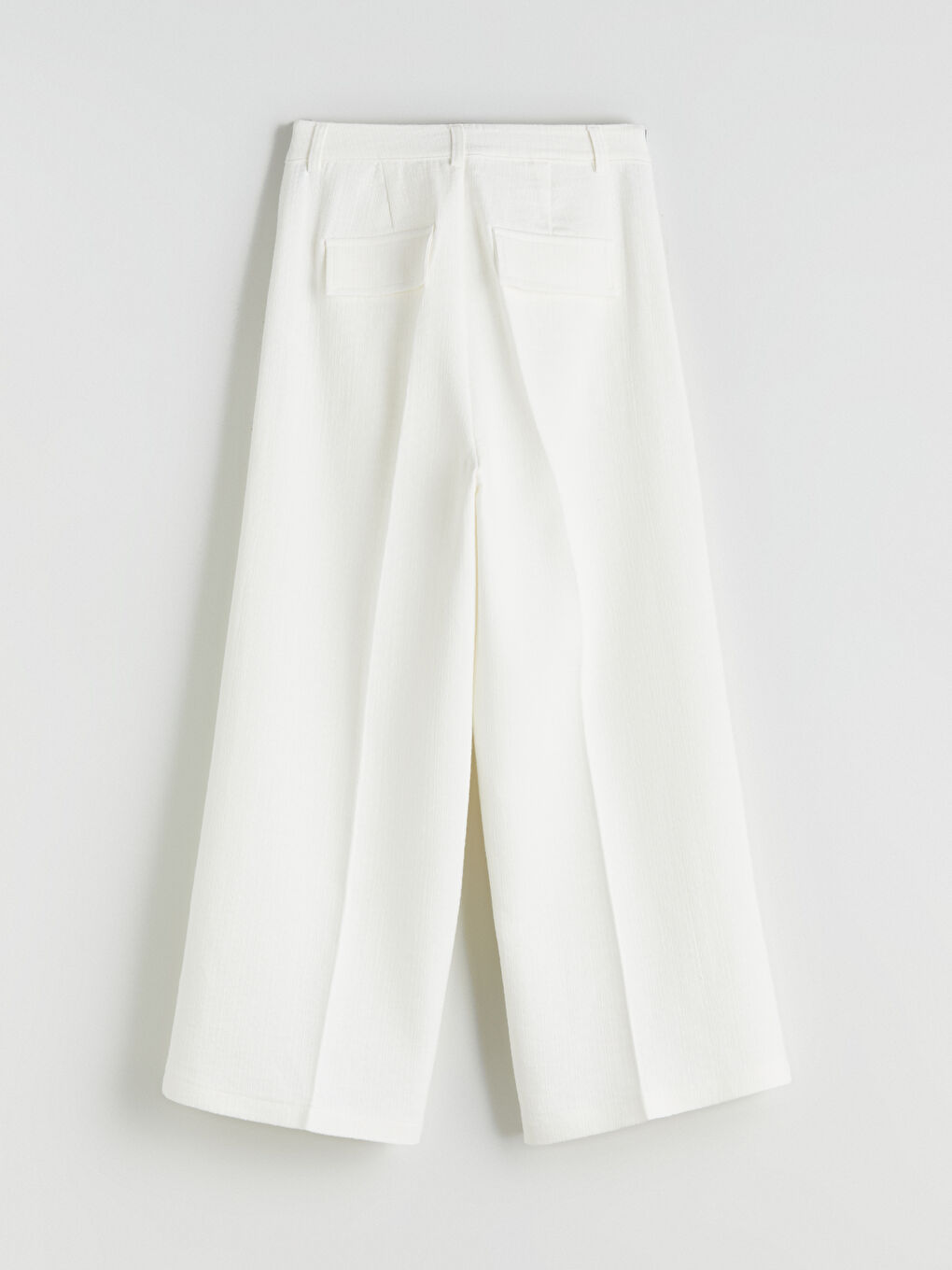 Ekru Dar Fit Geniş Paça Kadın Pantolon-9