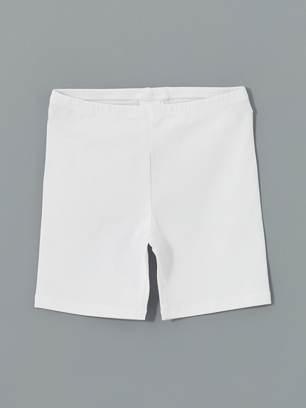 Beyaz Beli Lastikli Kız Çocuk Kısa Tayt 2'li-5