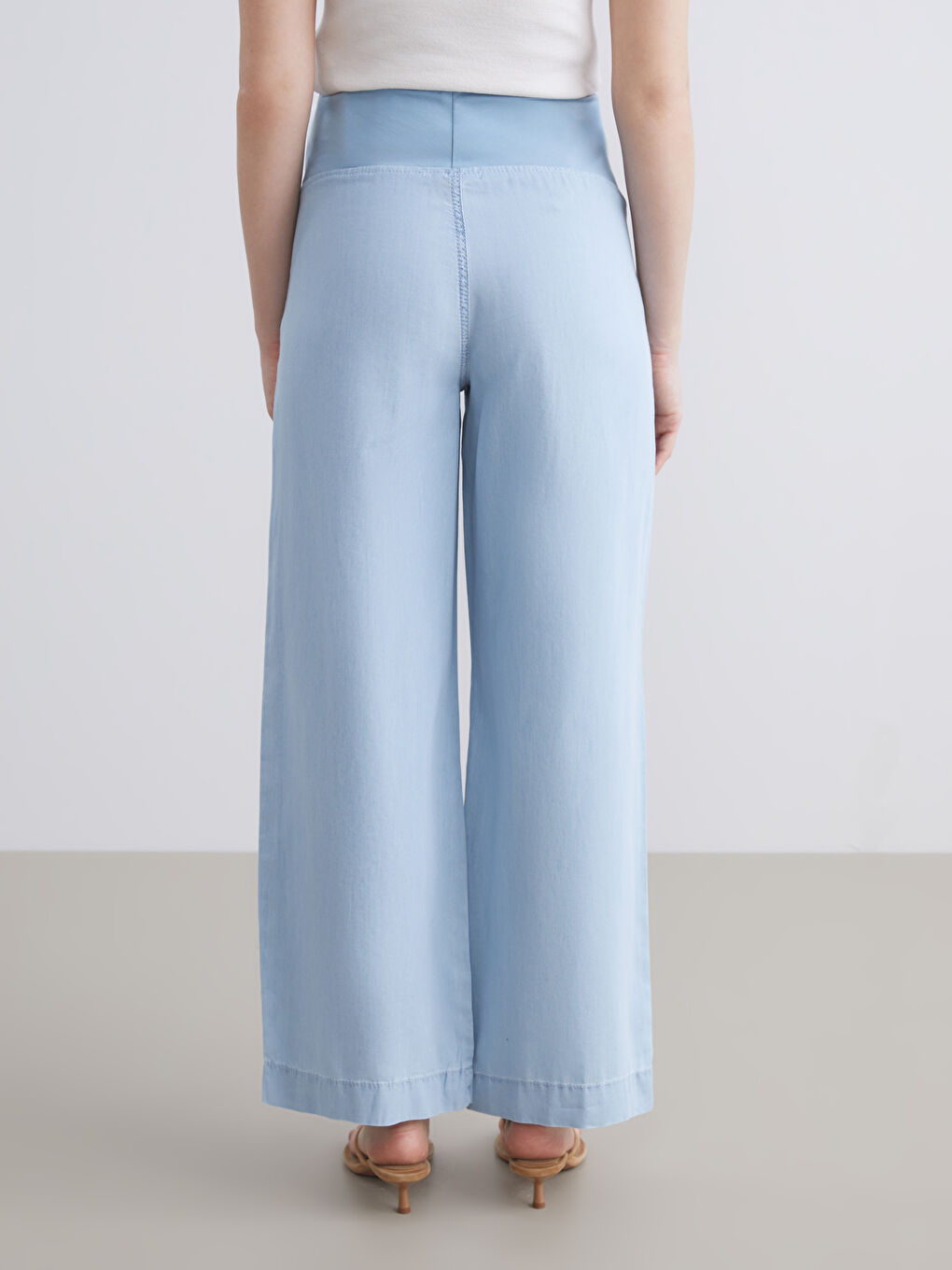 Ішке арналған панельді кең балақ жүктілік джинсы-3