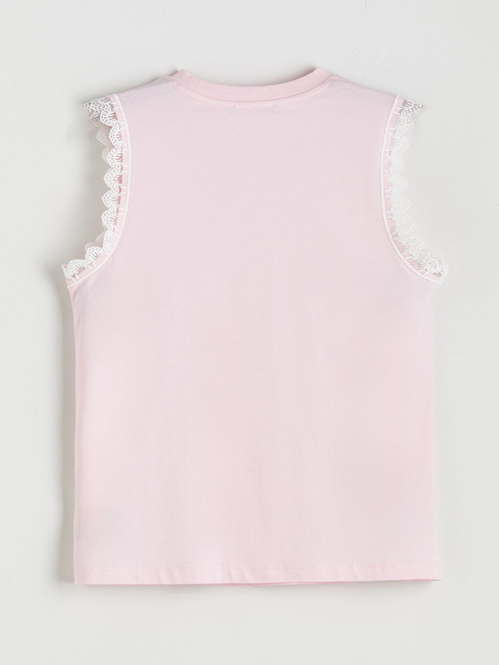 Pembe Bisiklet Yaka Dantel Detaylı Bluz-5