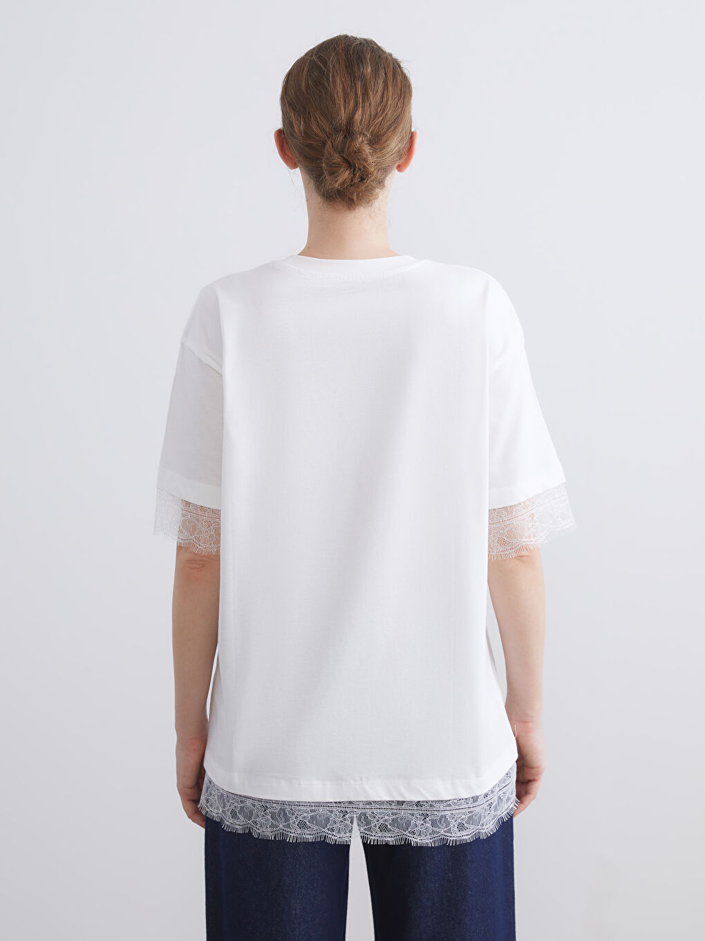 LCW Comfort Crew Neck Lace Detail Women's T-Shirt -S5RE99Z8-Q6K