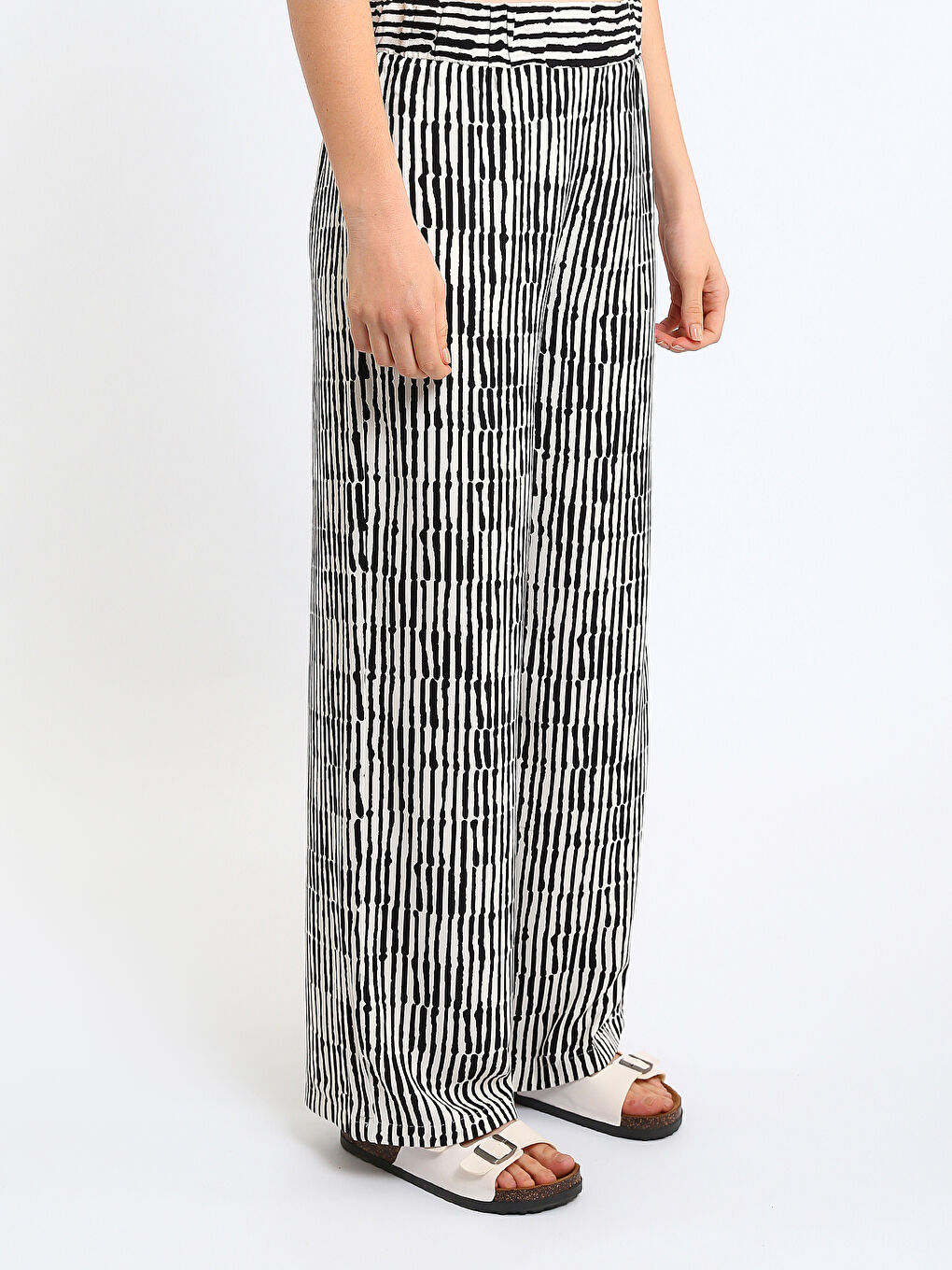 Elasticated Waist Patterned Women's Trousers-3