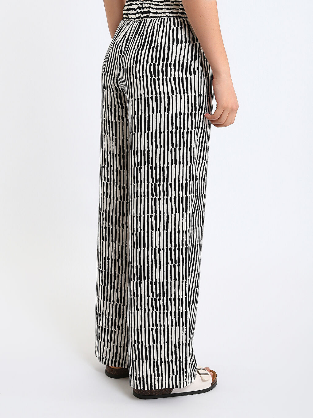 Elasticated Waist Patterned Women's Trousers-4