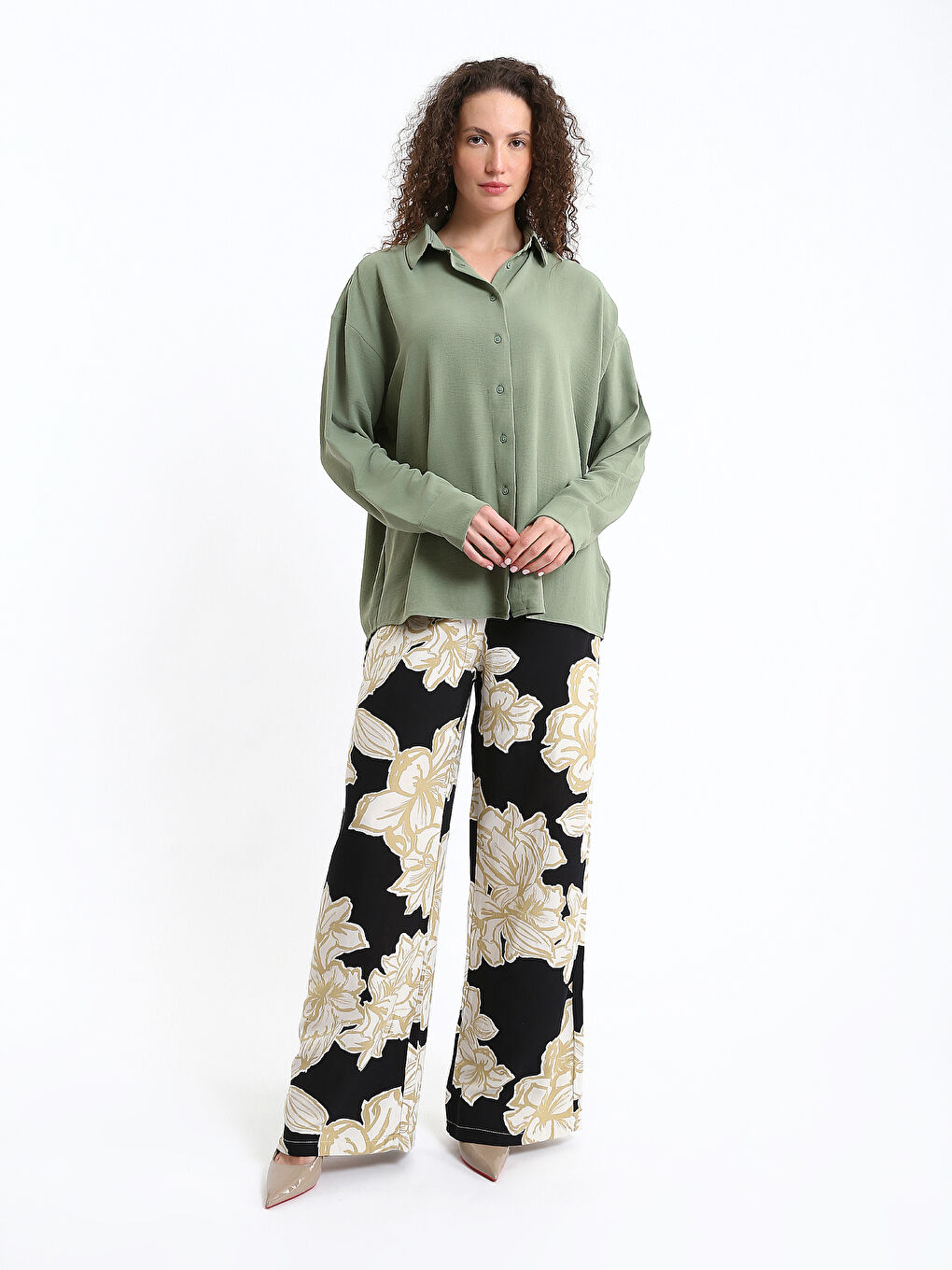 Elastic Waist Wide Leg Women's Trousers