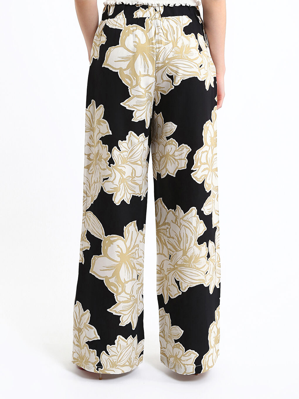 Elastic Waist Wide Leg Women's Trousers-4