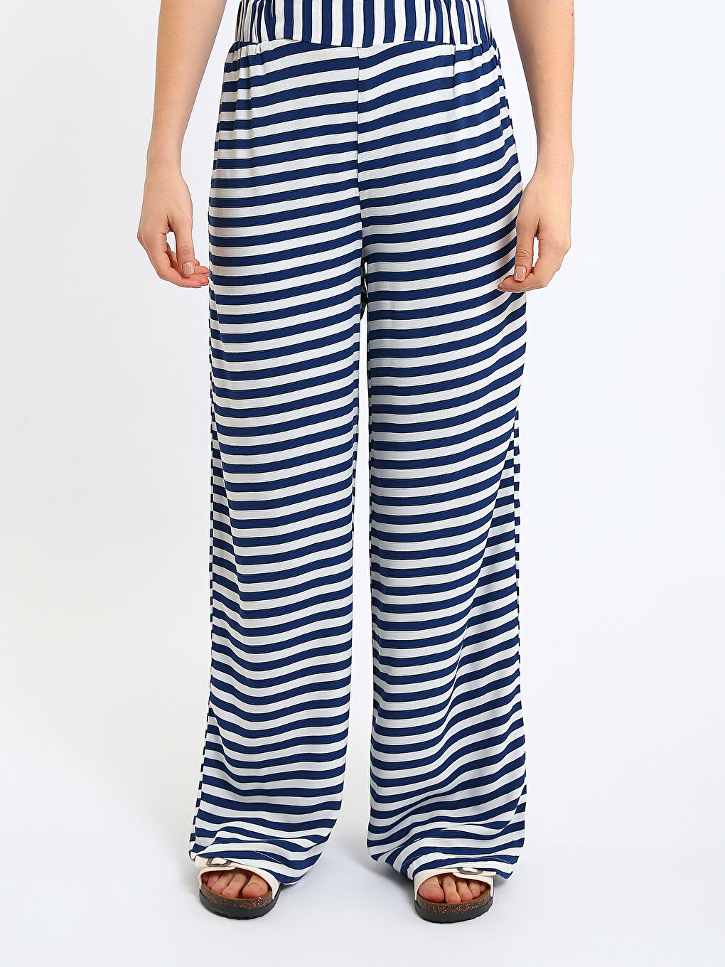 Elasticated Waist Patterned Women's Trousers-1