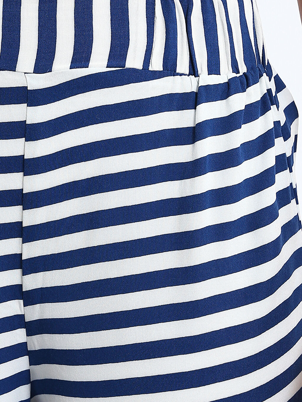 Elasticated Waist Patterned Women's Trousers-2