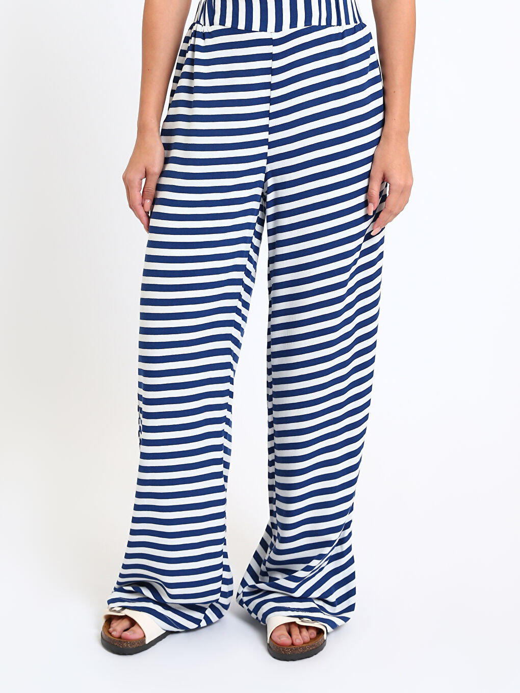 Elasticated Waist Patterned Women's Trousers-1