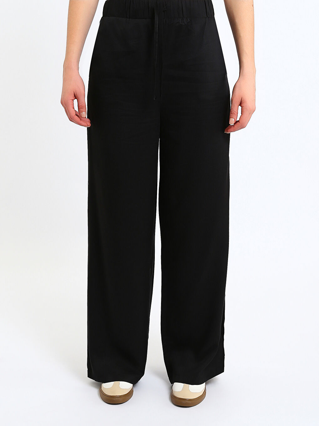 Elastic Waist Wide Leg Women's Trousers-1