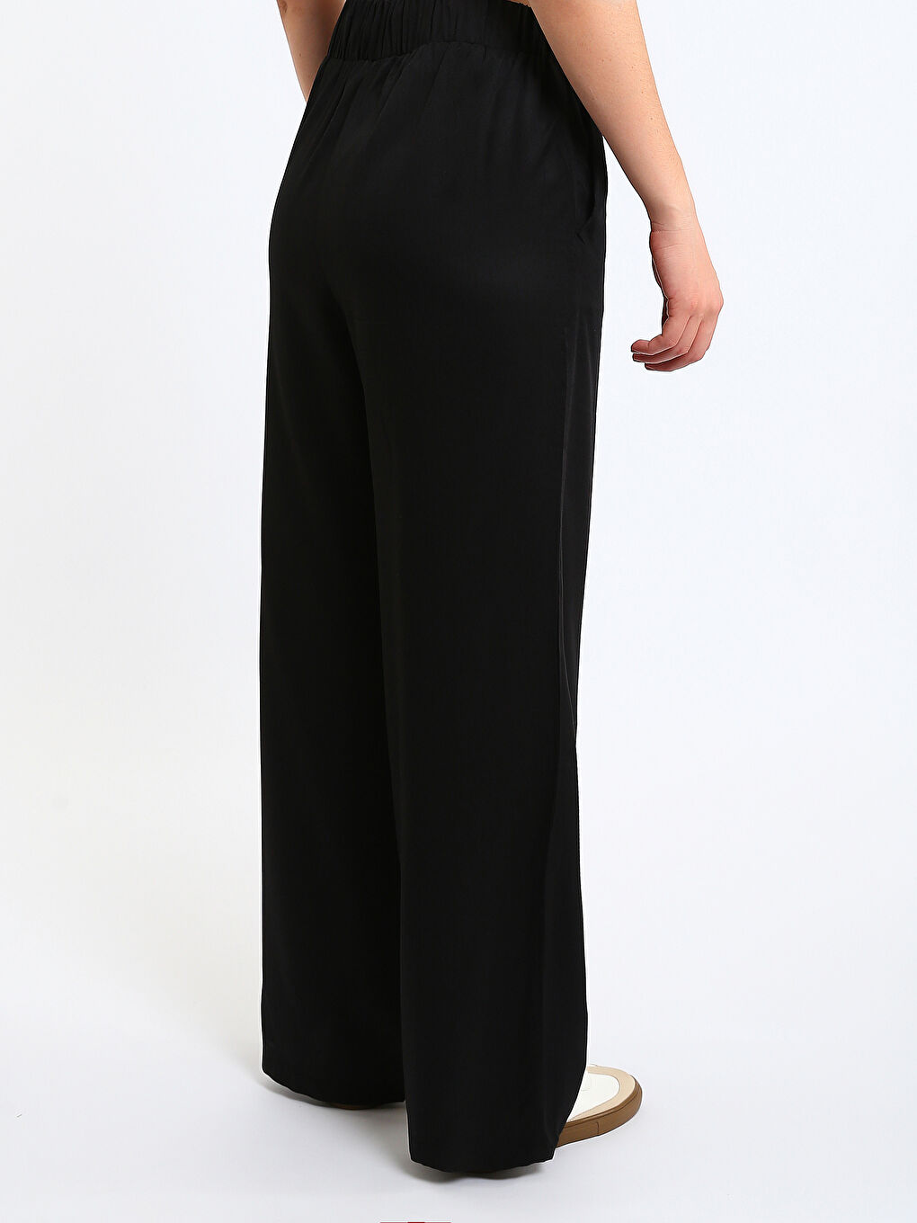 Elastic Waist Wide Leg Women's Trousers-4