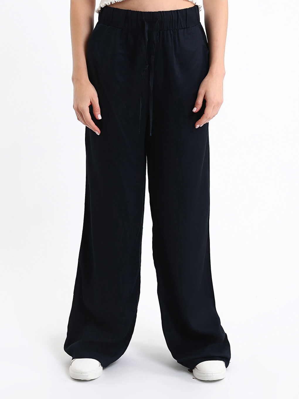 Elastic Waist Wide Leg Women's Trousers-1