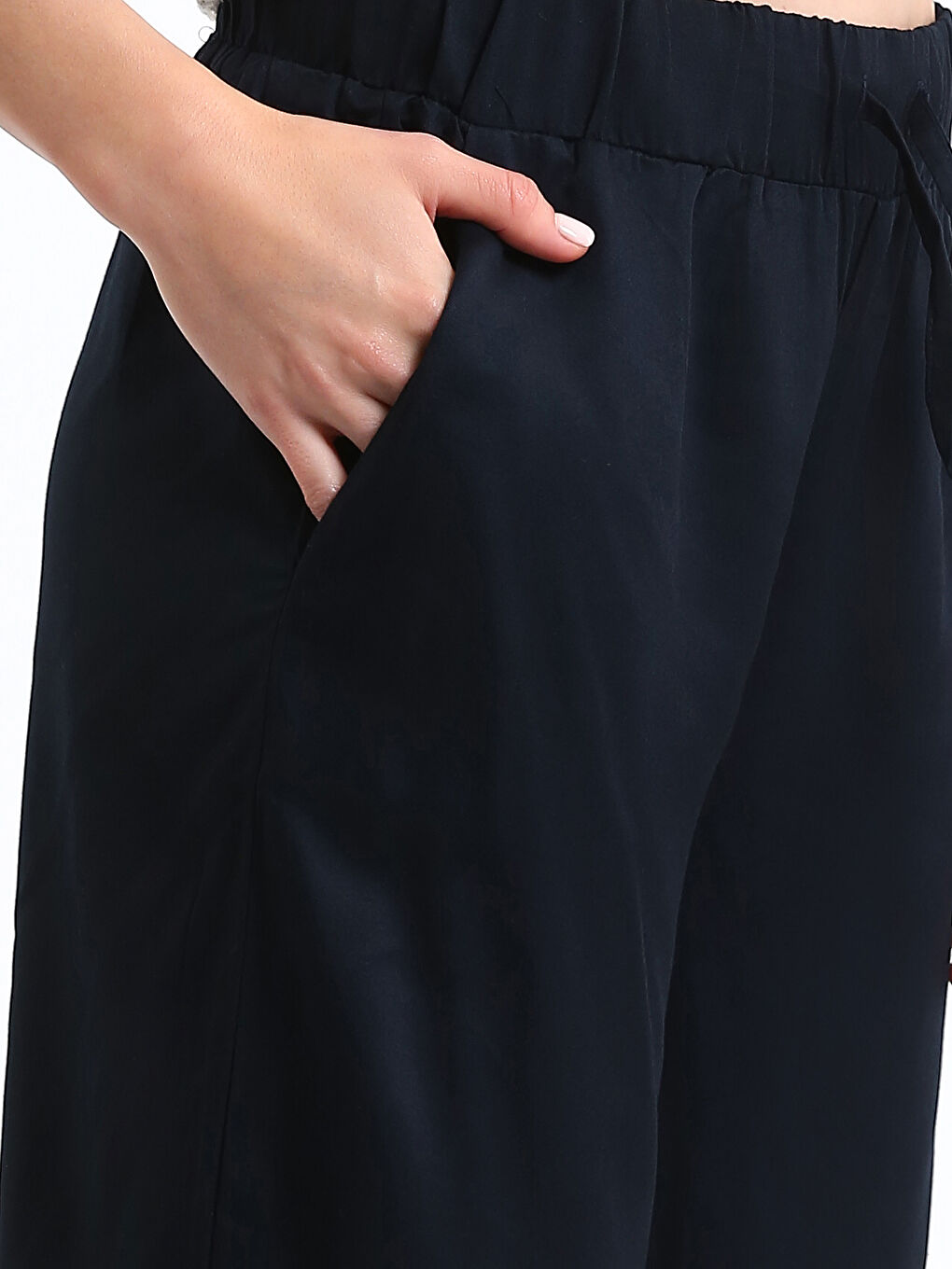 Elastic Waist Wide Leg Women's Trousers-2