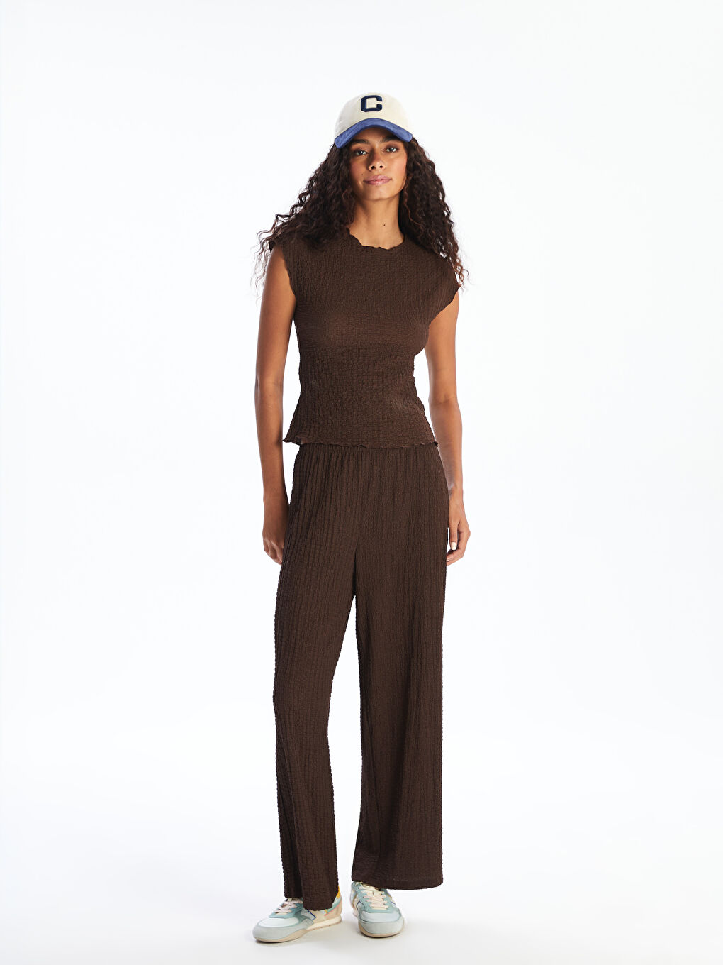 XSIDE Elasticated Waist Textured Women's Trousers -S5RF42Z8-ZRR