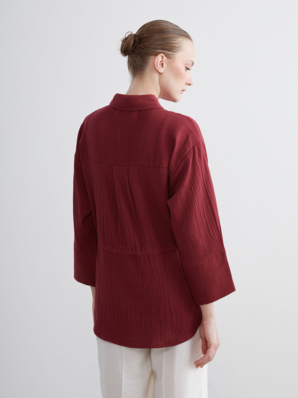 LCWAIKIKI Classic Woman BORDEAUX Shirt -S5RF49Z8-HMS