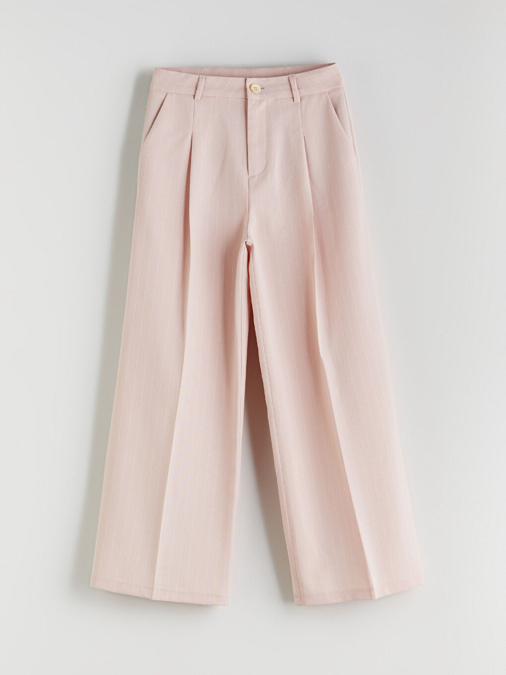 Bej Wideleg Kız Çocuk Pileli Pantolon-1