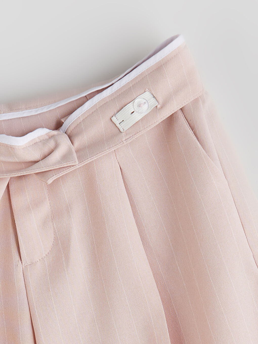 Bej Wideleg Kız Çocuk Pileli Pantolon-3