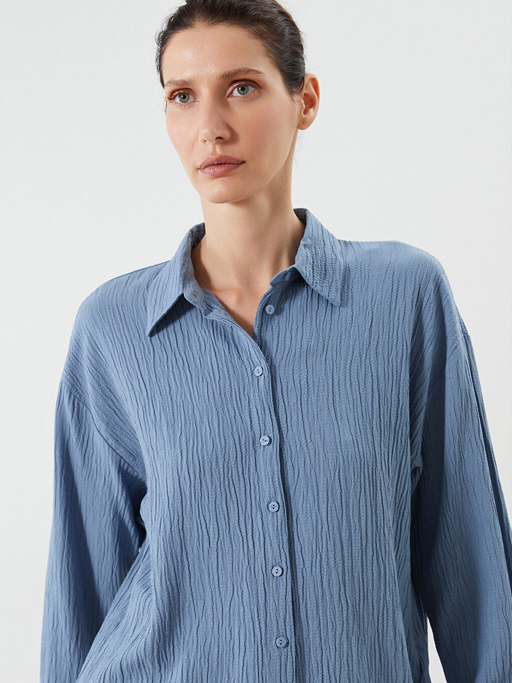 Textured Oversize Women's Shirt