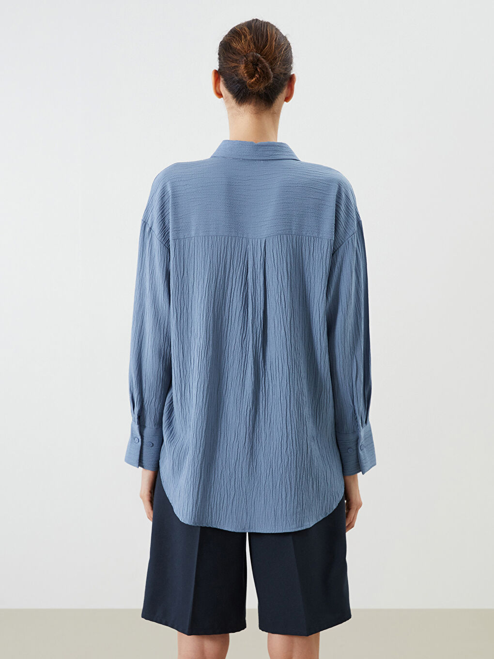 Textured Oversize Women's Shirt-3
