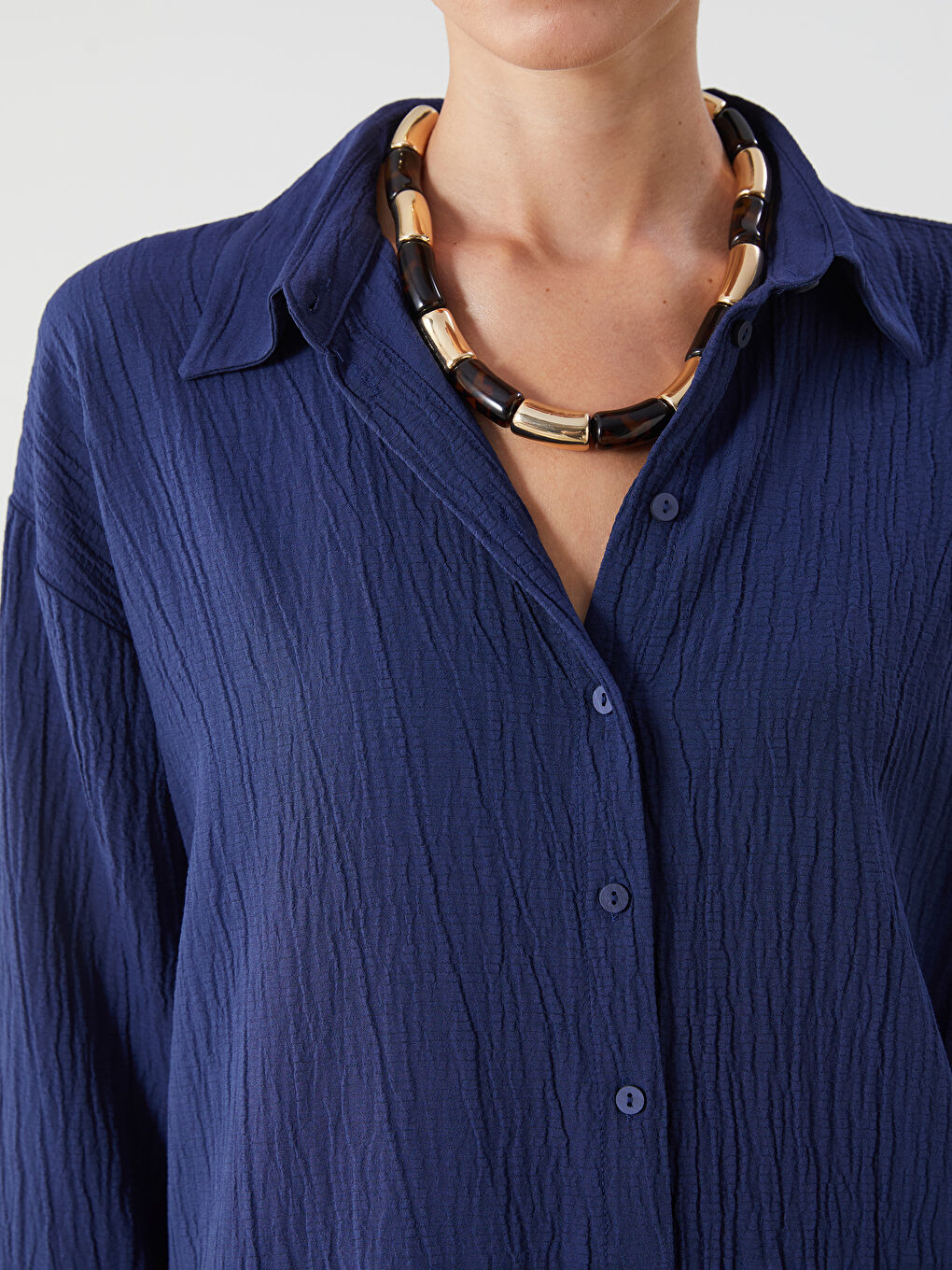 LCWAIKIKI Classic Textured Oversize Women's Shirt -S5RF64Z8-E1J