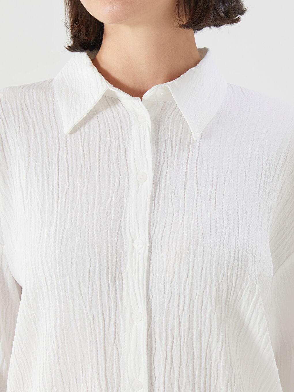 LCWAIKIKI Classic Textured Oversize Women's Shirt -S5RF64Z8-Q6K