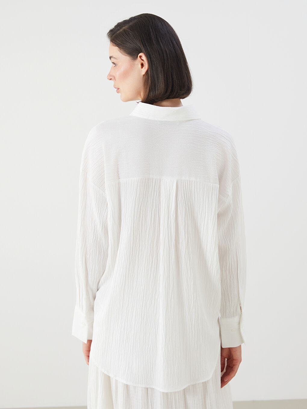 LCWAIKIKI Classic Textured Oversize Women's Shirt -S5RF64Z8-Q6K