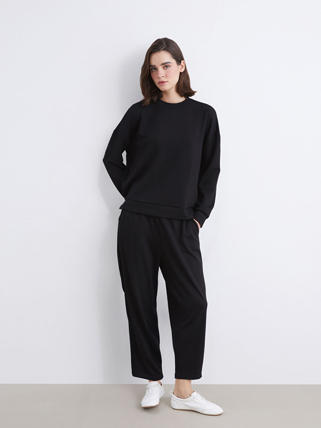 Siyah Beli Lastikli Kadın Eşofman Altı